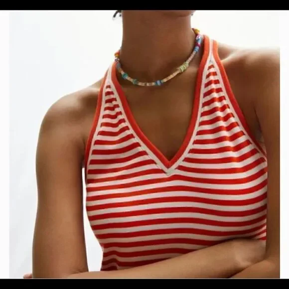 Anthropologie I Maeve V-Neck Tank Red Stripe - Picture 2 of 7